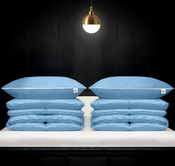 Set CLASSIC 2x péřový polštář, 2x péřová přikrývka: Modrá 2x 70x90cm, 2x 140x200cm
