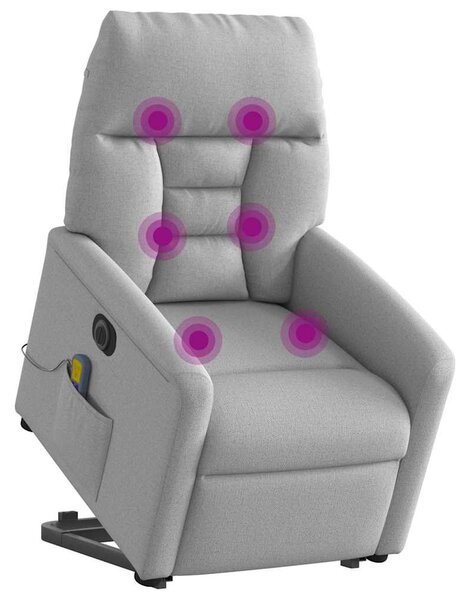 Elektrické zvedací masážní polohovací křeslo obláčkově šedé 3303071