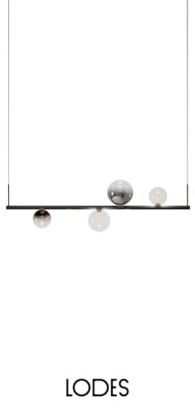Lodes Závěsné lineární LED svítidlo RANDOM STICK, Short, d.100cm Teplota světla: 2700, Barva stínidla: Transparentní, Barva baldachýnu: Černá
