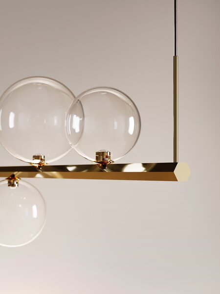 Lodes Závěsné lineární LED svítidlo RANDOM STICK, Short, d.100cm Teplota světla: 2700, Barva stínidla: Transparentní, Barva baldachýnu: Černá