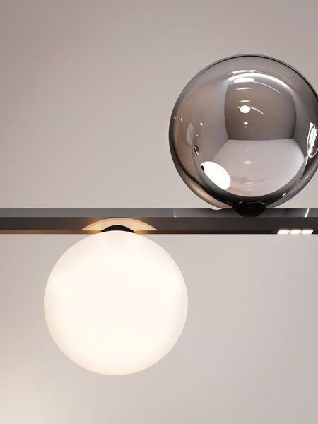 Lodes Závěsné lineární LED svítidlo RANDOM STICK, Short, d.100cm Teplota světla: 2700, Barva stínidla: Transparentní, Barva baldachýnu: Černá