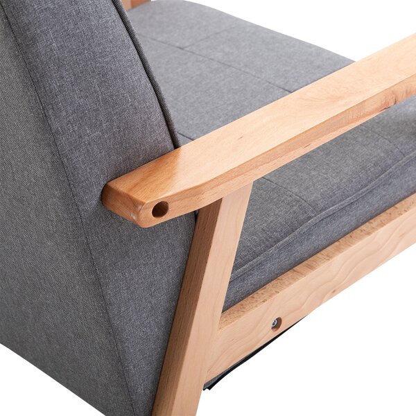 HOMCOM Samostatné Křeslo Lounge s Čalouněním a Dřevěným Rámem, Lněné Šedé 64,5 x 70 x 74 cm | Aosom