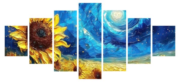 Obraz - Malba slunečnic (210x100 cm)