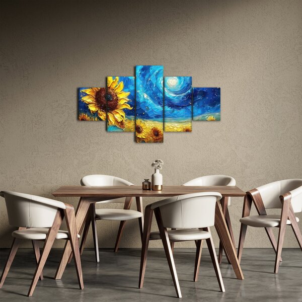 Obraz - Malba slunečnic (125x70 cm)