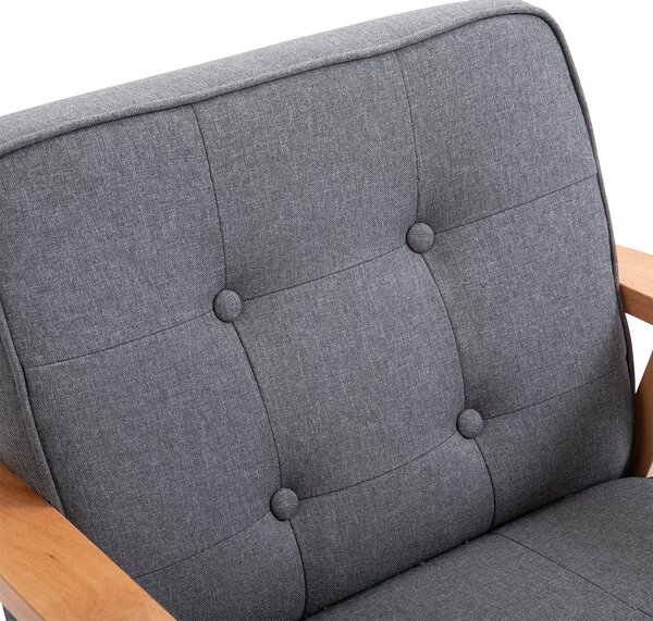 HOMCOM Samostatné Křeslo Lounge s Čalouněním a Dřevěným Rámem, Lněné Šedé 64,5 x 70 x 74 cm | Aosom