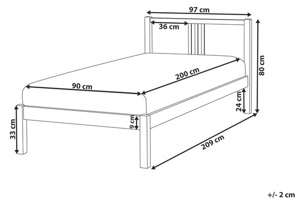 Postel Borovicové dřevo VANNES 90 x 200 cm Světle hnědá