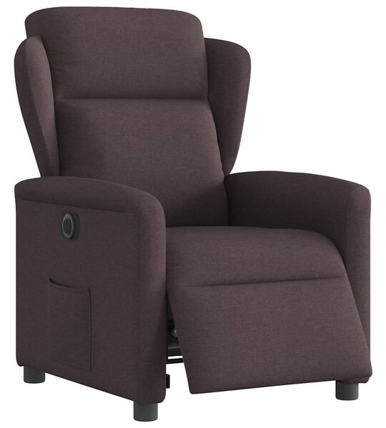 Elektrické polohovací křeslo tmavě hnědé textil 3303119