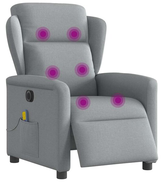 Elektrické masážní polohovací křeslo světle šedé textil 3303124