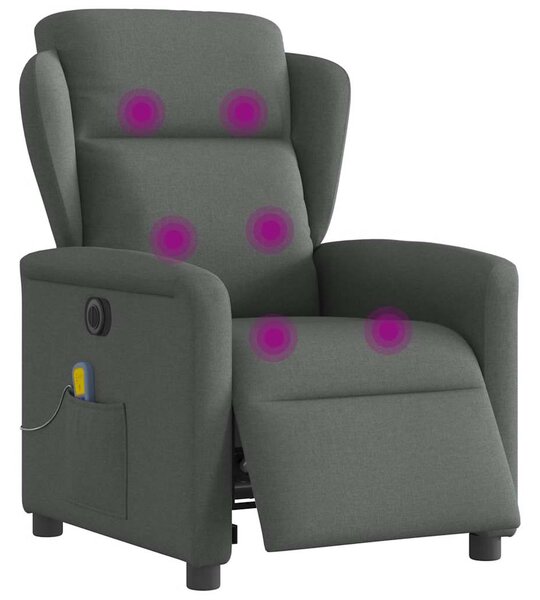 Elektrické masážní polohovací křeslo tmavě šedé textil 3303125