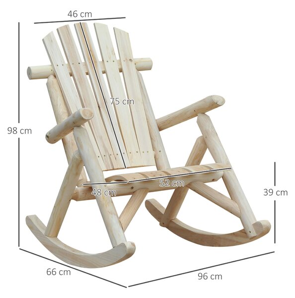 Outsunny Dřevěná Houpací Židle s Vysokým Opěradlem, Odolná Proti Povětrnostním Vlivům, Zahradní Židle s Nosností až 113kg, Relaxační Židle do Obývacíh