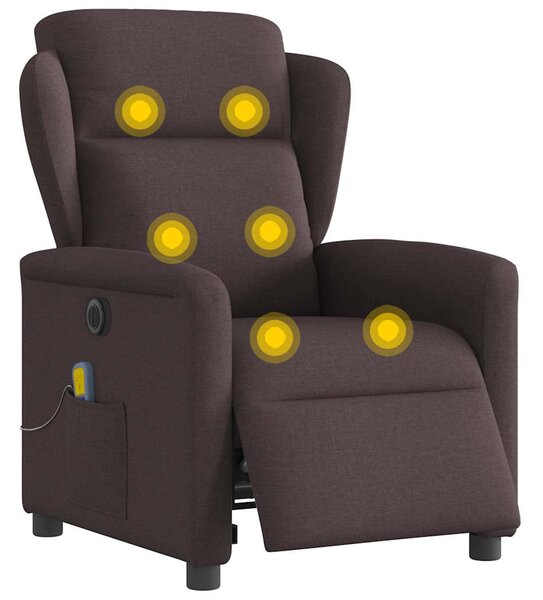 Elektrické masážní polohovací křeslo tmavě hnědé textil 3303129