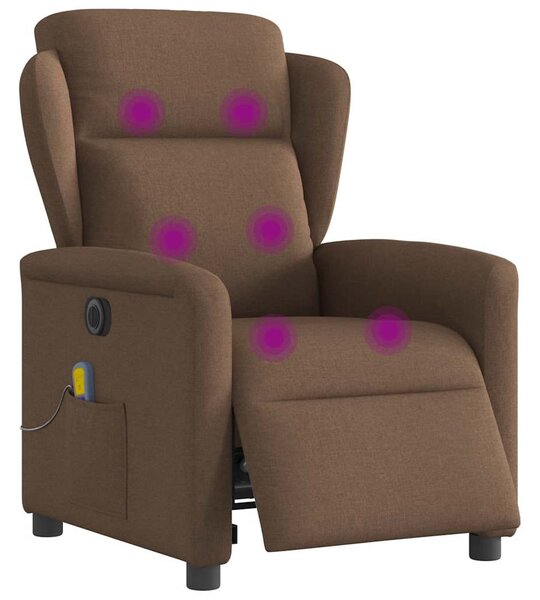 Elektrické masážní polohovací křeslo hnědé textil 3303128