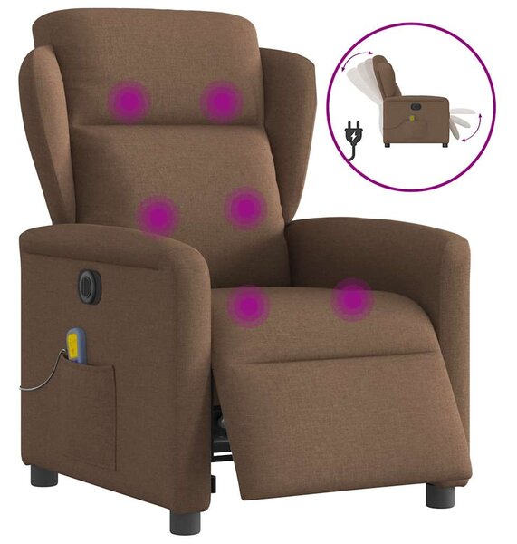 Elektrické masážní polohovací křeslo hnědé textil 3303128