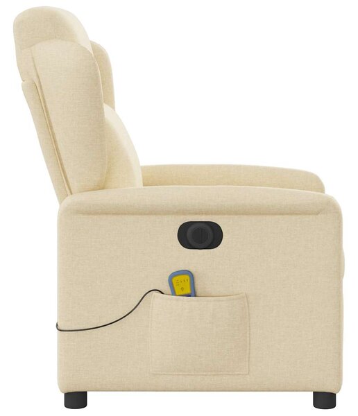 Elektrické masážní polohovací křeslo krémové textil 3303132