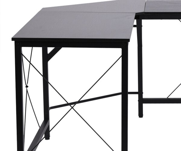 HOMCOM Počítačový Stolek Rohový Stolek L-Shape MDF Černý 150 x 150 x 76 cm | Aosom