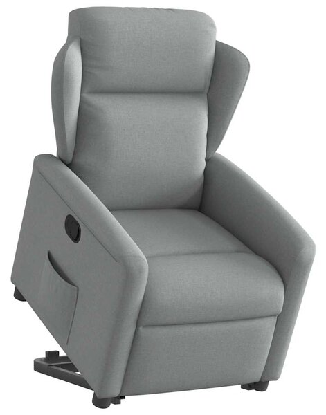 Zvedací polohovací křeslo světle šedé textil 3303134