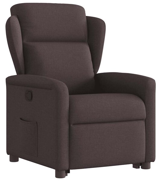 Zvedací polohovací křeslo tmavě hnědé textil 3303139