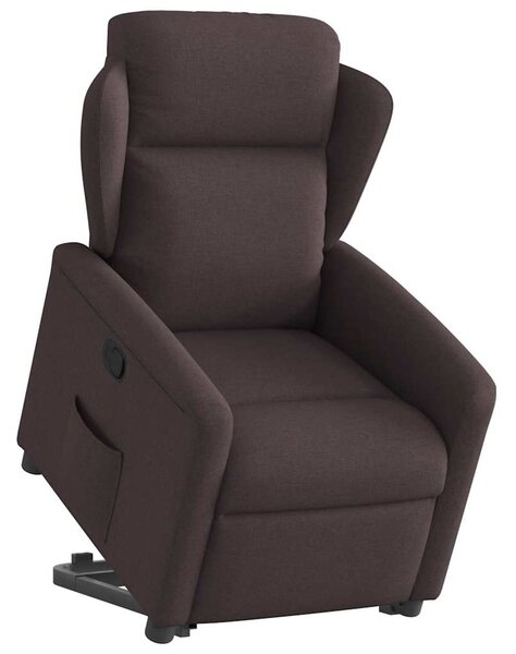 Zvedací polohovací křeslo tmavě hnědé textil 3303139