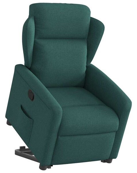 Zvedací polohovací křeslo tmavě zelené textil 3303140