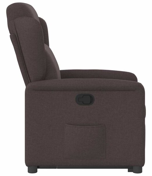 Zvedací polohovací křeslo tmavě hnědé textil 3303139