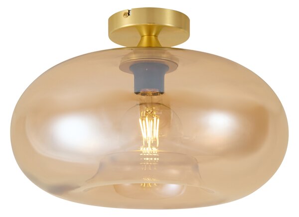 Art Deco stropní svítidlo mosazné s jantarovým sklem 40 cm - Busa