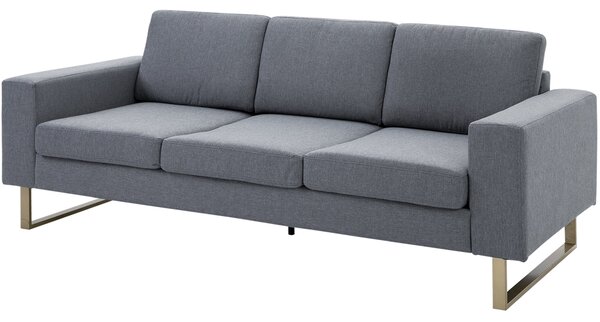 HOMCOM Třísedadlová pohovka - Textilní pohovka se třemi polštáři a opěrkami, vzhled lnu, pro ložnici 200 x 82 x 78 cm Tmavě šedá | Aosom