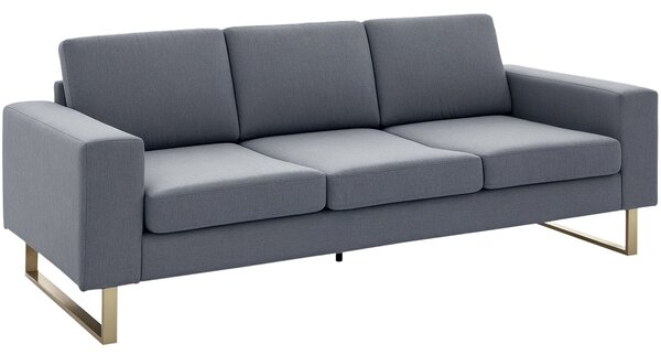 HOMCOM Třísedadlová pohovka - Textilní pohovka se třemi polštáři a opěrkami, vzhled lnu, pro ložnici 200 x 82 x 78 cm Tmavě šedá | Aosom