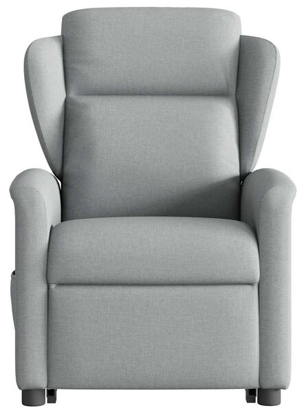 Zvedací masážní polohovací křeslo světle šedé textil 3303144