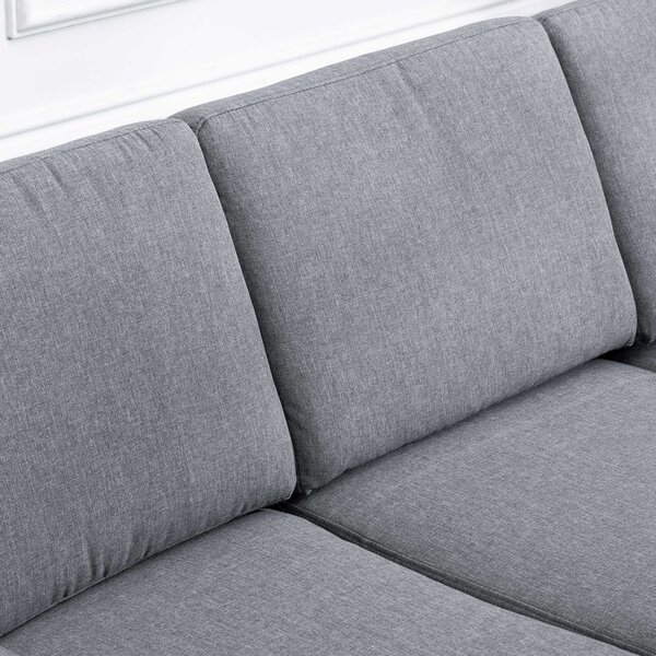 HOMCOM Třísedadlová pohovka - Textilní pohovka se třemi polštáři a opěrkami, vzhled lnu, pro ložnici 200 x 82 x 78 cm Tmavě šedá | Aosom