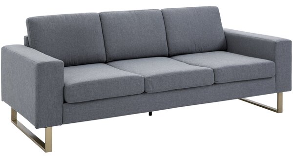 HOMCOM Třísedadlová pohovka - Textilní pohovka se třemi polštáři a opěrkami, vzhled lnu, pro ložnici 200 x 82 x 78 cm Tmavě šedá | Aosom