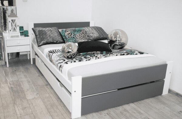 Manželská postel LEA s roštem | 140 x 200 cm Barva: Šedá