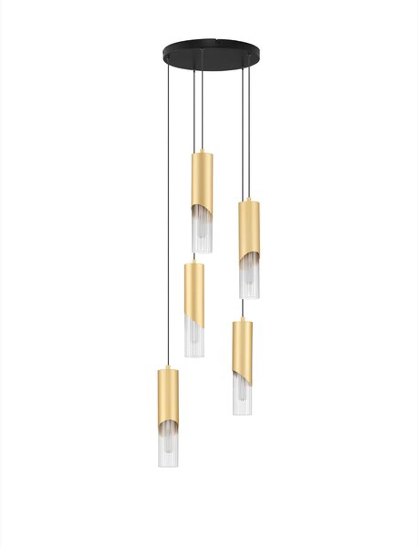 Závěsné svítidlo Modesto zlaté a černé 66 x 5 x 150 cm – Zlatá