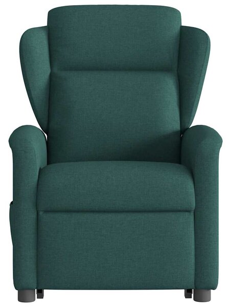 Zvedací masážní polohovací křeslo tmavě zelené textil 3303150