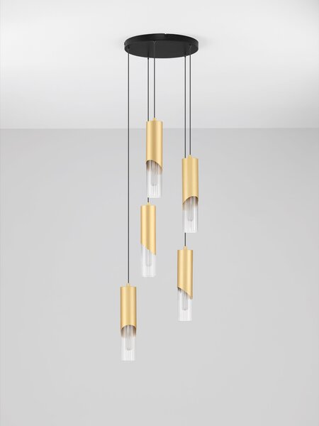 Závěsné svítidlo Modesto zlaté a černé 66 x 5 x 150 cm – Zlatá