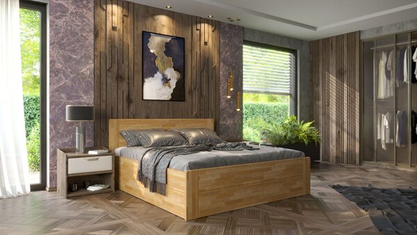 Dřevěná postel Amien, provedení box, masiv buk, BO101, 180x200 cm