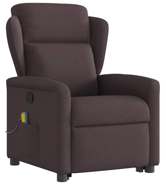 Zvedací masážní polohovací křeslo tmavě hnědé textil 3303149