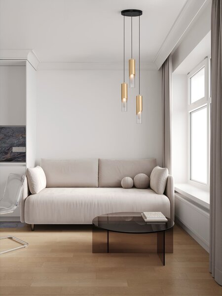 Závěsné svítidlo Modesto zlaté a černé 25 x 150 cm – Zlatá