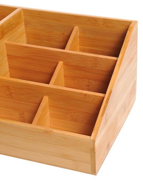HOMCOM Organizér na stůl s úložným boxem 2 zásuvky Přírodní L33 x Š20.5 x V15.5 cm | Aosom