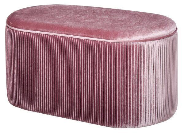 Čalouněná lavice HOMCOM se storage boxem pro obývací pokoj, francouzský styl, sametová elegantní růžová 81 x 40 x 41 cm | Aosom