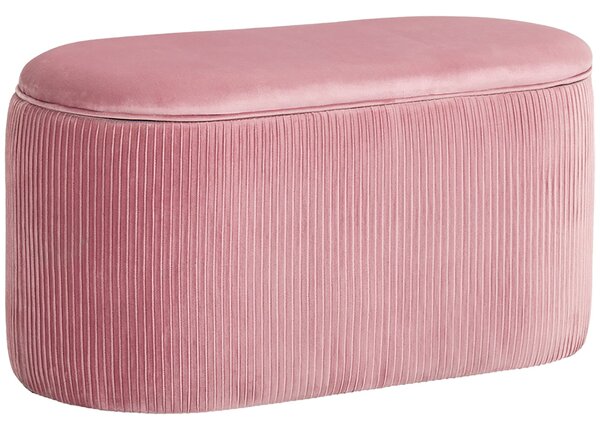 Čalouněná lavice HOMCOM se storage boxem pro obývací pokoj, francouzský styl, sametová elegantní růžová 81 x 40 x 41 cm | Aosom