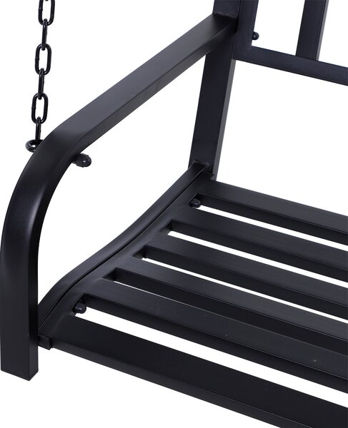Závěsná lavice Outsunny pro 2 osoby - Zahradní houpačka - Hollywoodská houpačka s řetězy - Metalická černá 127 x 60 x 53 cm | Aosom