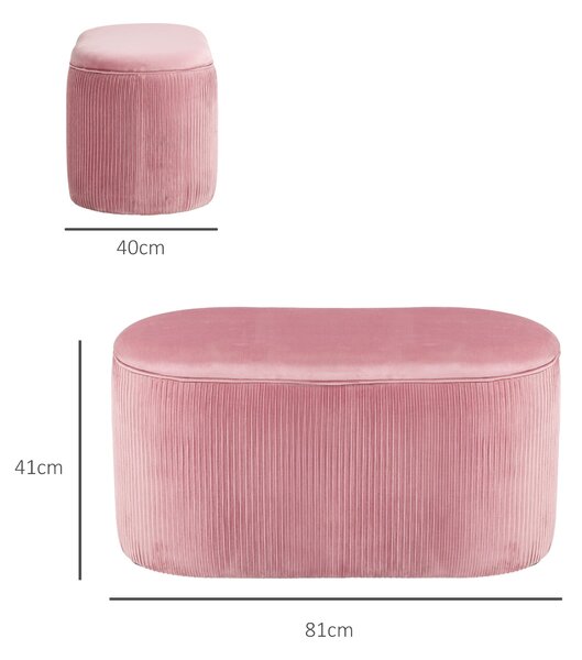 Čalouněná lavice HOMCOM se storage boxem pro obývací pokoj, francouzský styl, sametová elegantní růžová 81 x 40 x 41 cm | Aosom