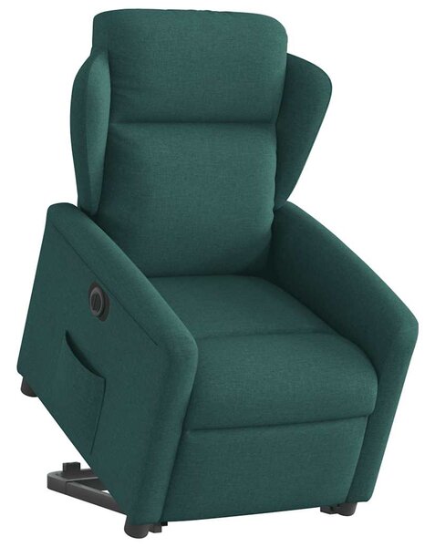Elektrické zvedací polohovací křeslo tmavě zelené textil 3303160