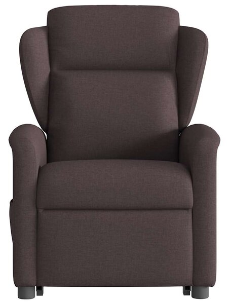 Elektrické zvedací polohovací křeslo tmavě hnědé textil 3303159