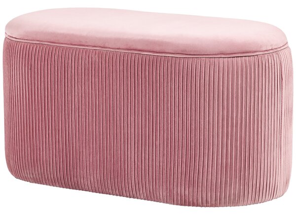 Čalouněná lavice HOMCOM se storage boxem pro obývací pokoj, francouzský styl, sametová elegantní růžová 81 x 40 x 41 cm | Aosom