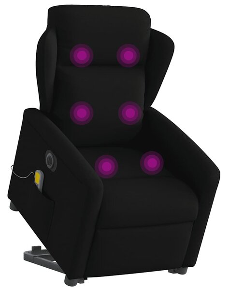 Elektrické zvedací masážní polohovací křeslo černé textil 3303166