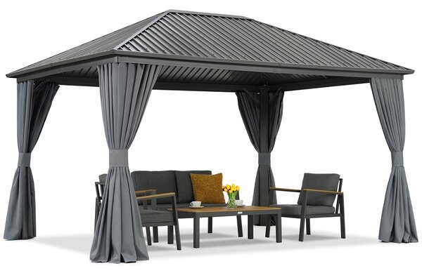 Kovový altán Sardinie se závěsy 3x4 Garden Point antracitový
