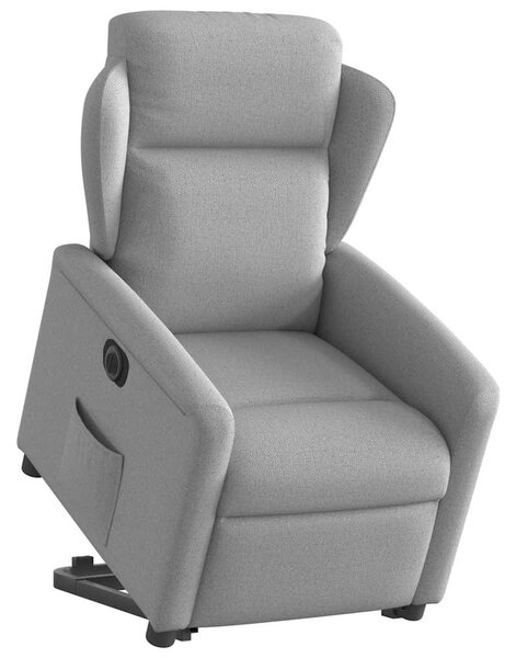 Elektrické zvedací polohovací křeslo obláčkově šedé textil 3303163