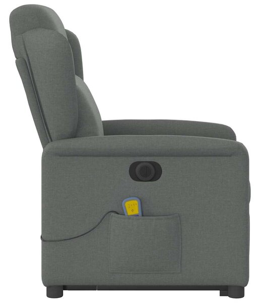 Elektrické zvedací masážní polohovací křeslo tmavě šedé textil 3303165