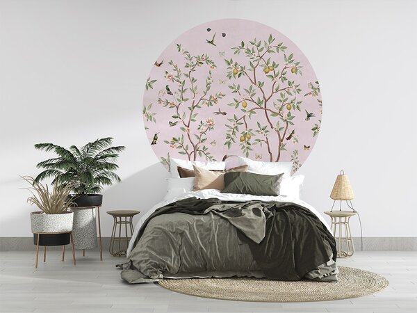 FUGU Samolepící kruh Citronovník chinoiserie růžová – Lemon Tree Chinoiserie Pink Rozměr: kruh 40 cm